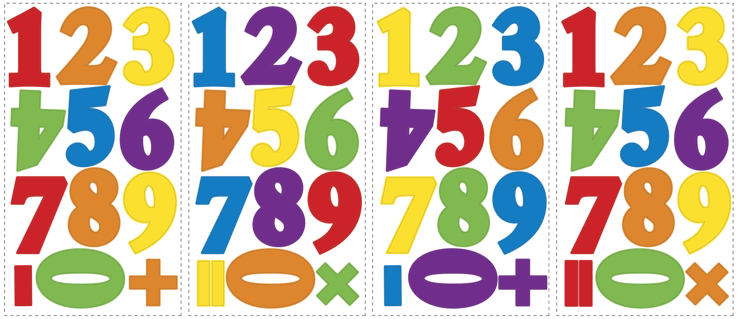 Stickere educative NUMBERS PRIMARY | 4 colite de 25,4 cm x 45,7 cm ka-international.ro