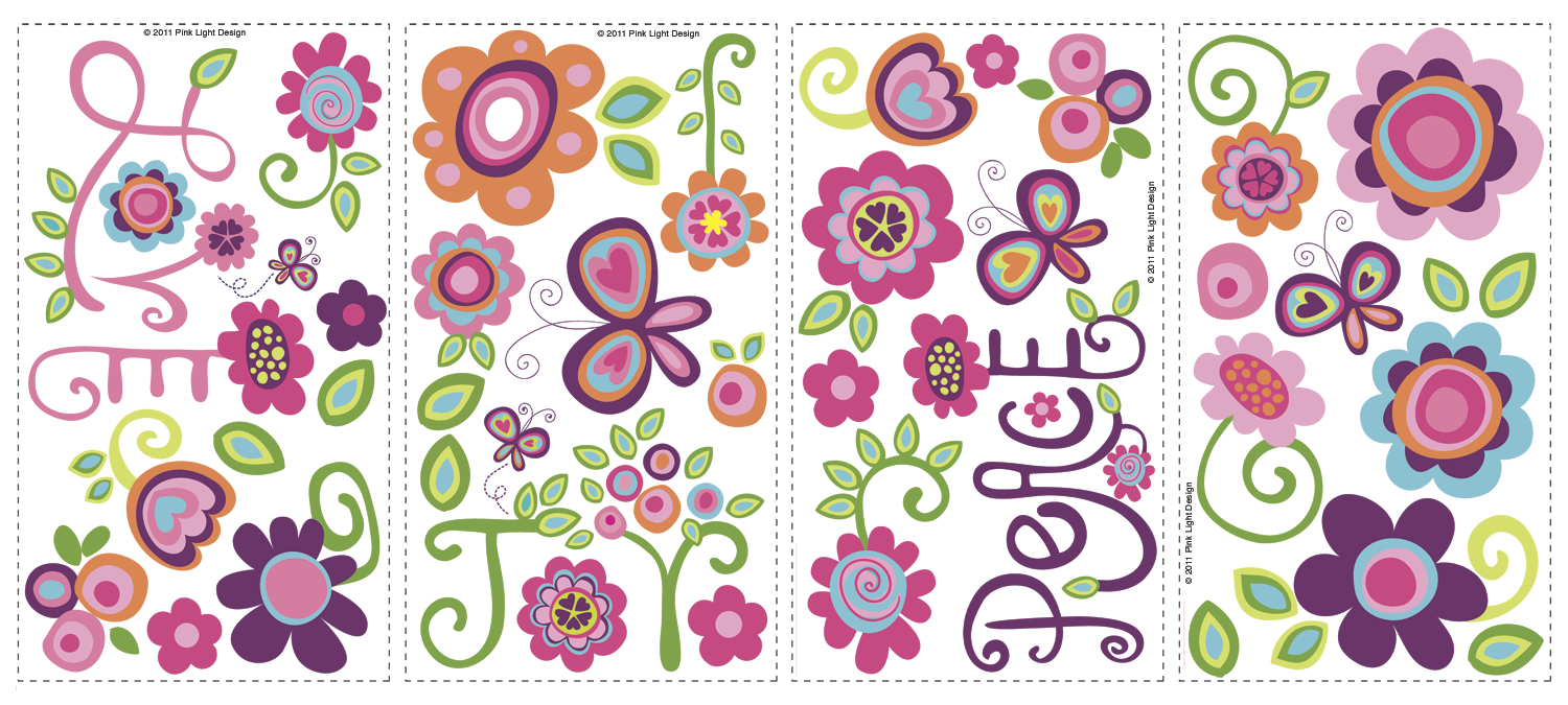 Sticker decorativ LOVE, JOY, PEACE | 4 colite de 25,4 cm x 45,7 cm ka-international.ro