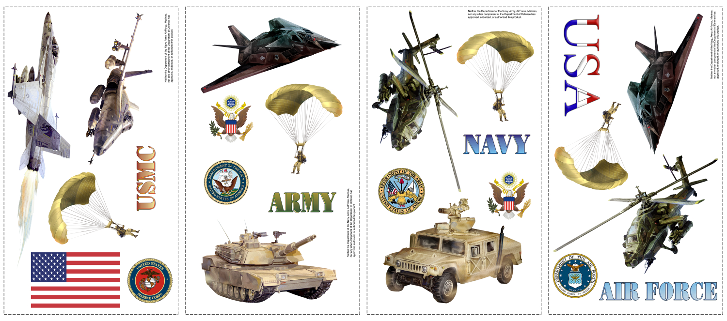 Sticker ARMED FORCES | 4 colite de 25,4 cm x 45,7 cm ka-international.ro