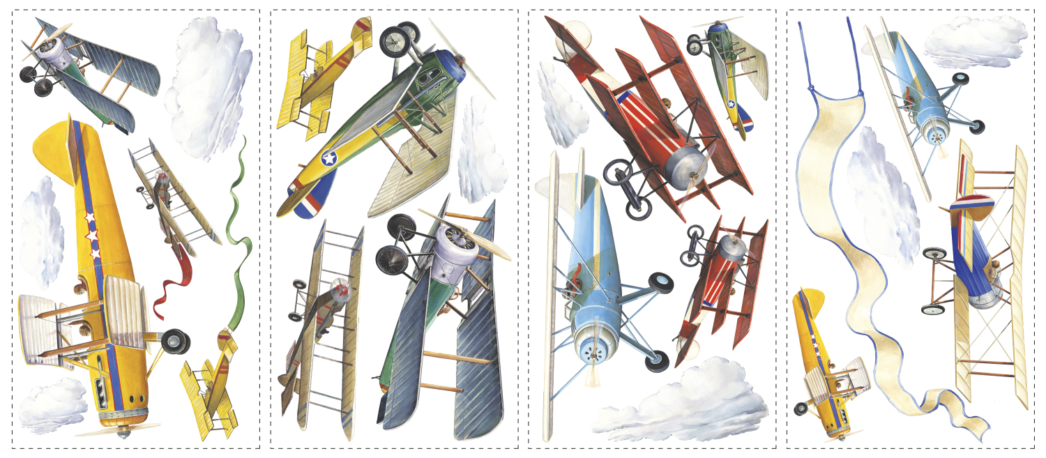 Sticker VINTAGE PLANES | 4 colite de 25,4 cm x 45,7 cm ka-international.ro