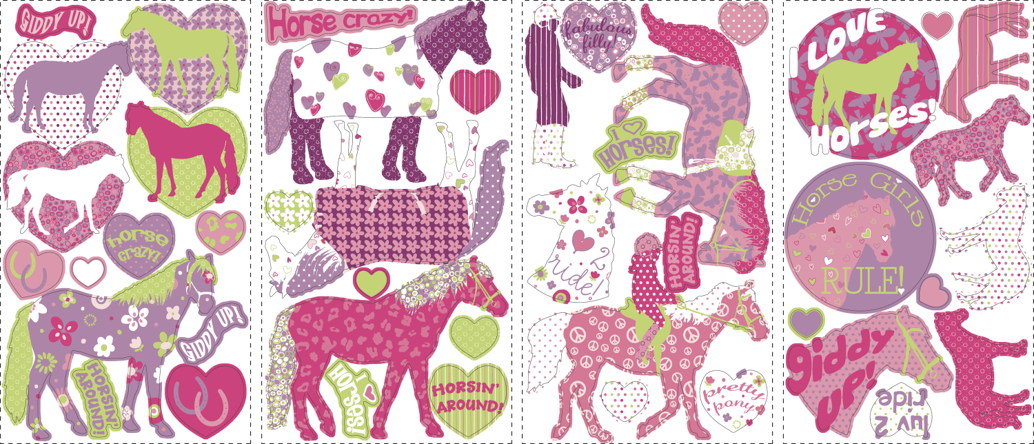 Sticker decorativ HORSE CRAZY | 4 colite de 25,4 cm x 45,7 cm ka-international.ro
