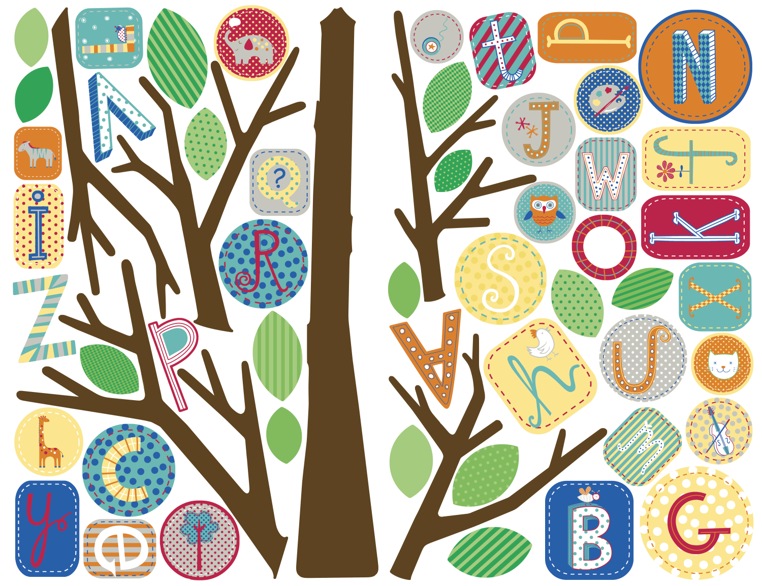 Sticker gigant multicolor ABC TREE | 139,7 x 134,62 cm