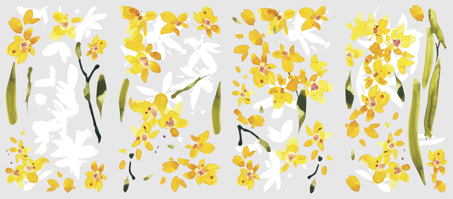 Sticker decorativ YELLOW FLOWER ARRANGEMENT | 48,3 x 86,4 cm ka-international.ro