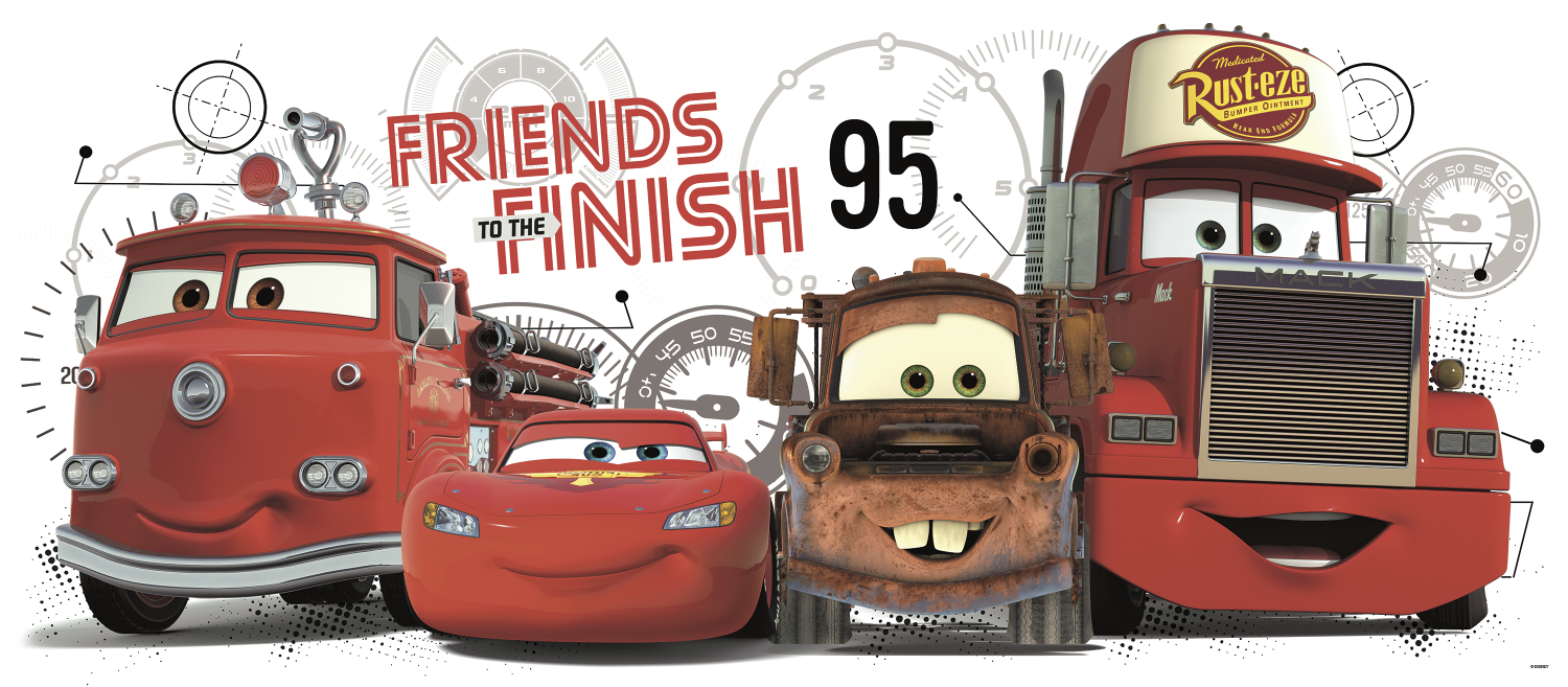 Sticker gigant CARS 2 FRIENDS to the FINISH | 1 colita de 45,7 cm x 101,6 cm ka-international.ro