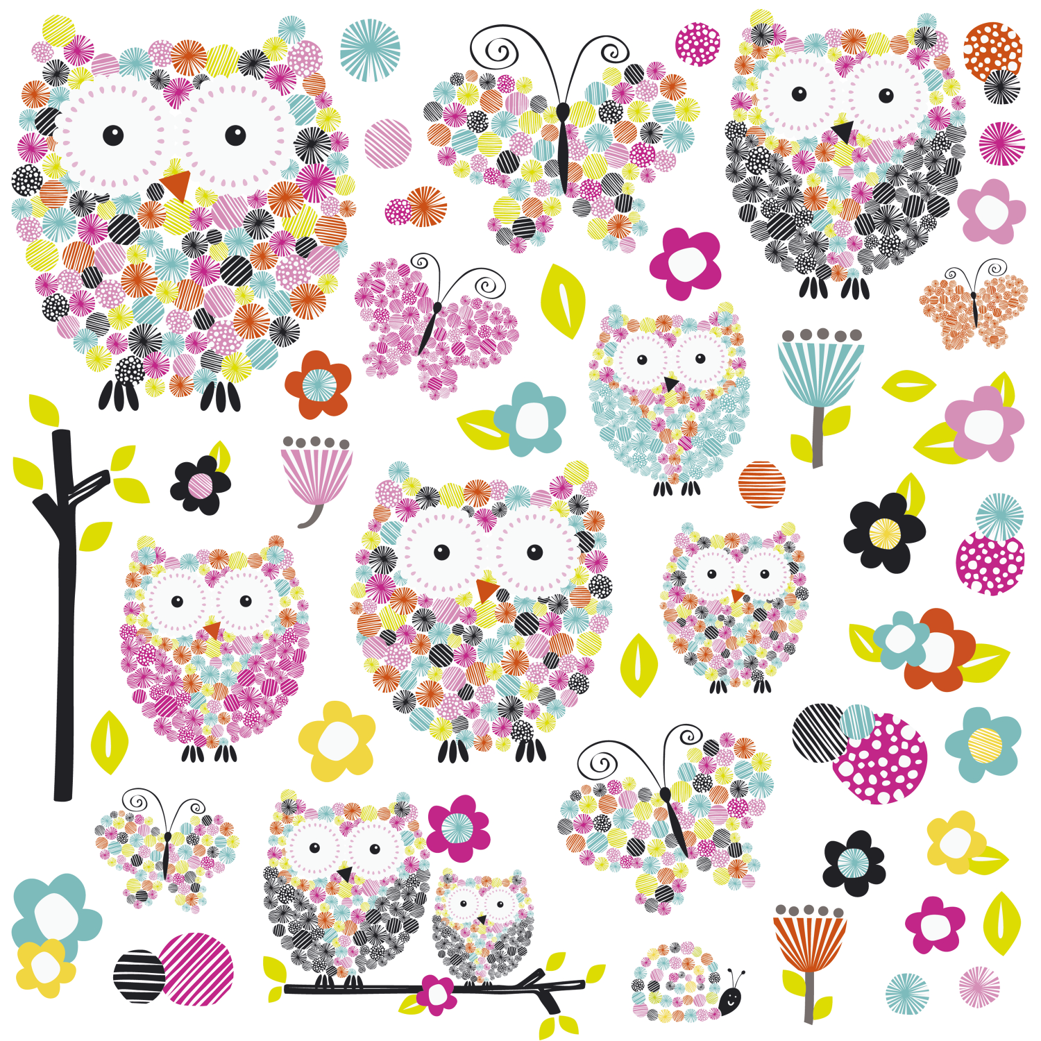 Sticker PRISMA OWLS & BUTTERFLIES | 4 colite de 25,4 cm x 45,7 cm ka-international.ro